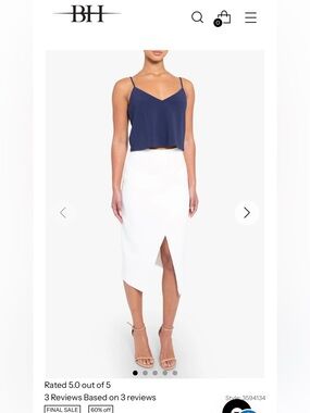 Black Halo White Juma Asymmetrical Midi Pencil Skirt with Front Slit